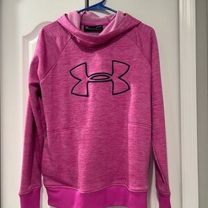 Under Armour Big Logo Pink Loose Fleece Pullover Hoodie- Size L- New w/out tags